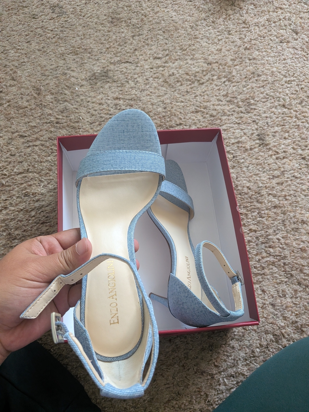 Enzo Angiolini Blue Denim Ankle Strap Sandals - Picture 3 of 5